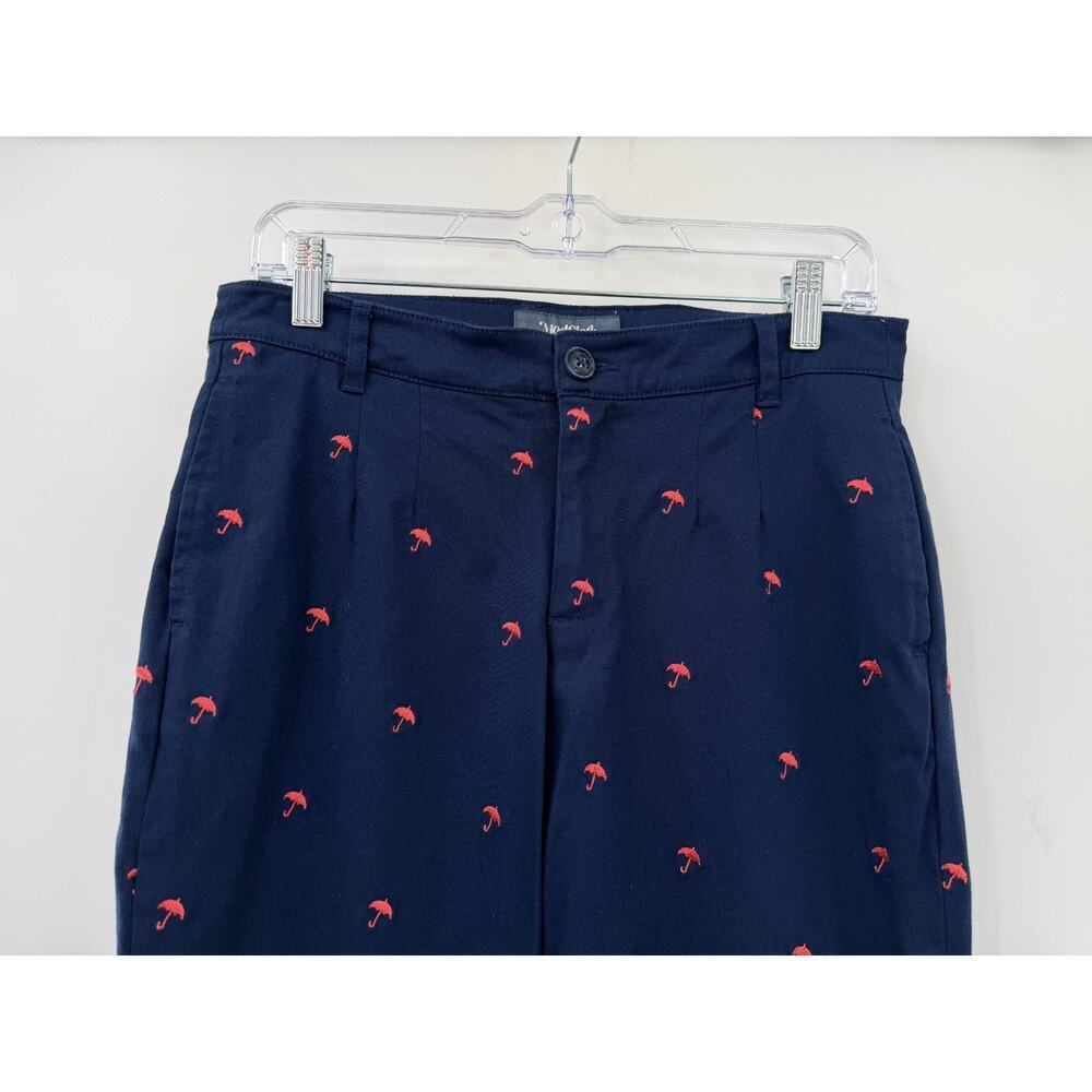ModCloth Women's Navy Blue & Red Embroidered Red Umbrella Chino Pants Size 8 - Picture 2 of 10